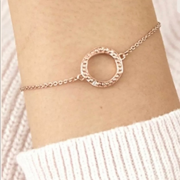 NWT ADORE ORGANIC CIRCLE BEADED SWAROVSKI CRYSTAL ROSE GOLD BRACELET - Picture 1 of 12